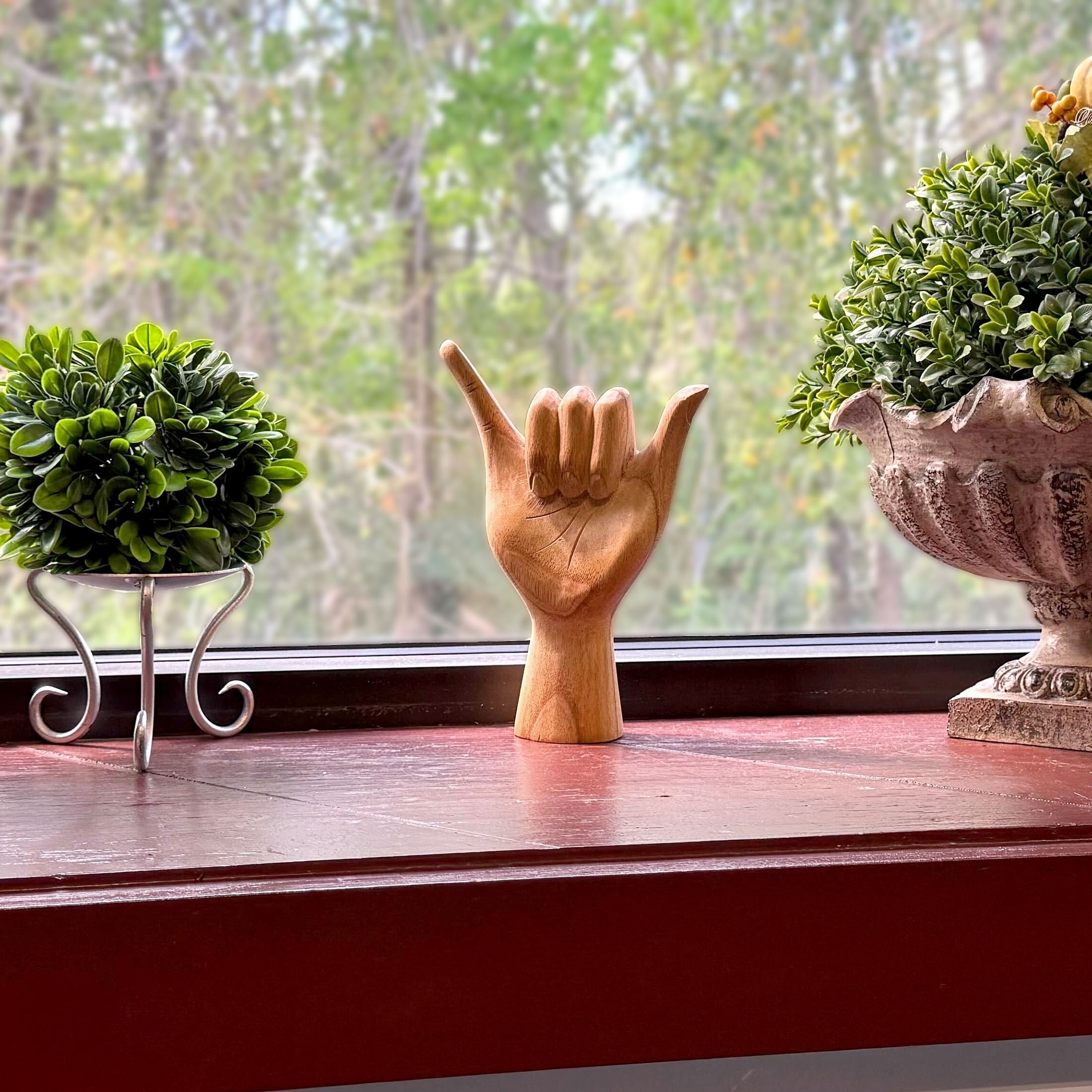 Hang Loose Wooden Hand Sculpture Relaxed Vibes Decor - 8 X 5.5 X