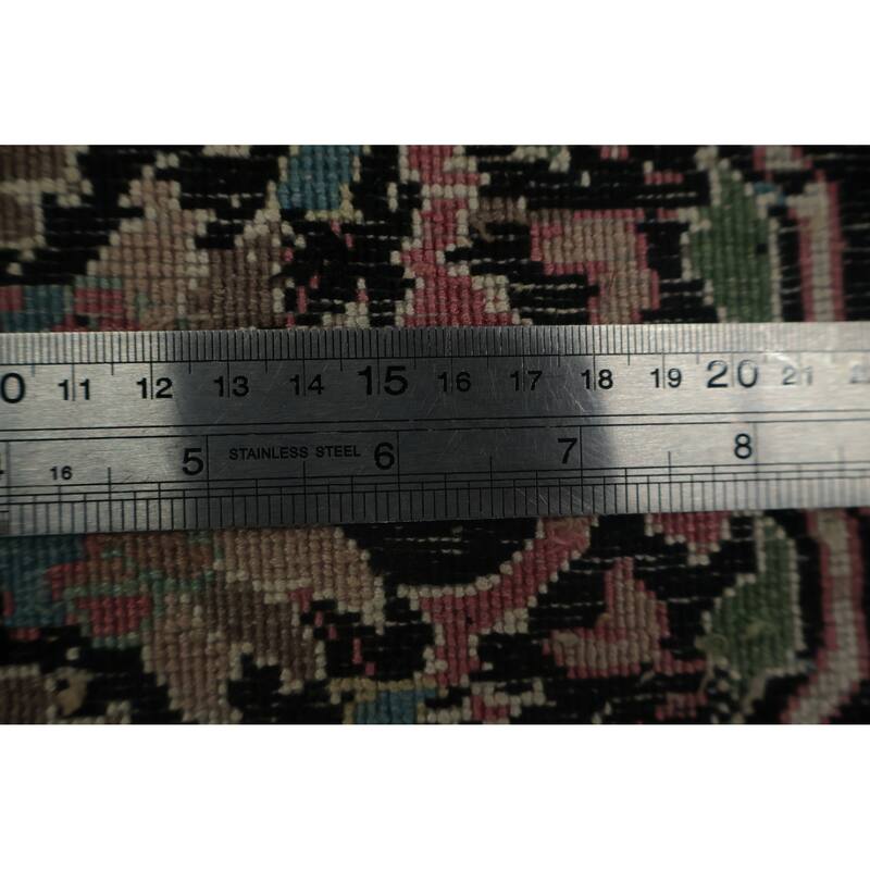 Hand Knotted Oriental Silk Carpet Traditional Floral Beige & Ivories Kashmir Area Rug - 7' 4'' X 6' 11''