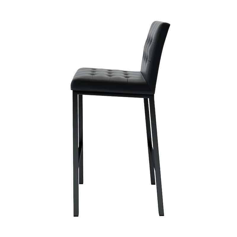 Modern High Stool with PU Seat and Metal Legs (Set of 2)