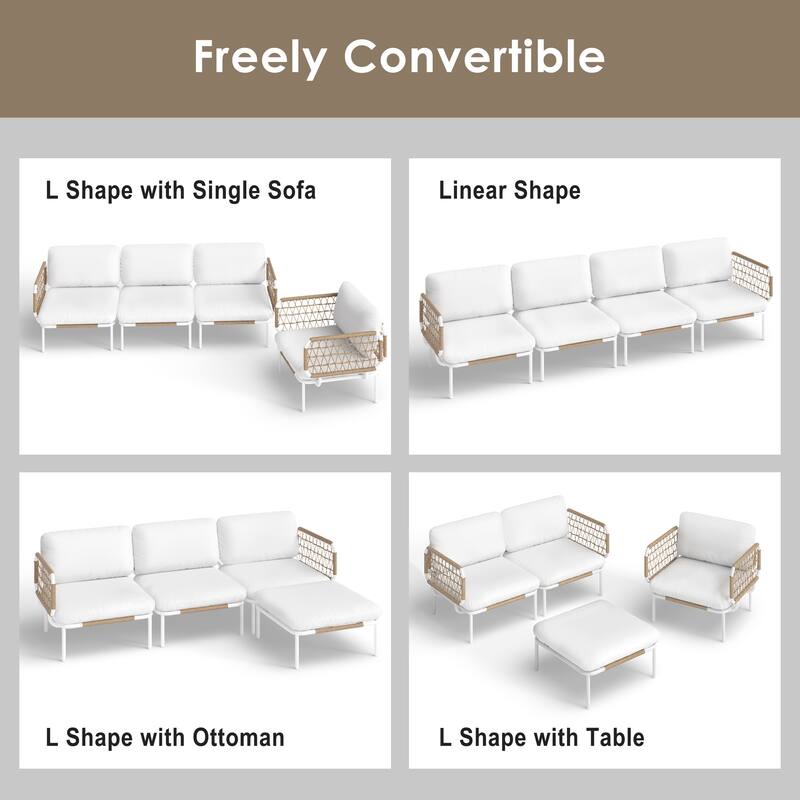 Outdoor Cushioned Sectional Sofa Chat Set Patio Conversation Seating Set