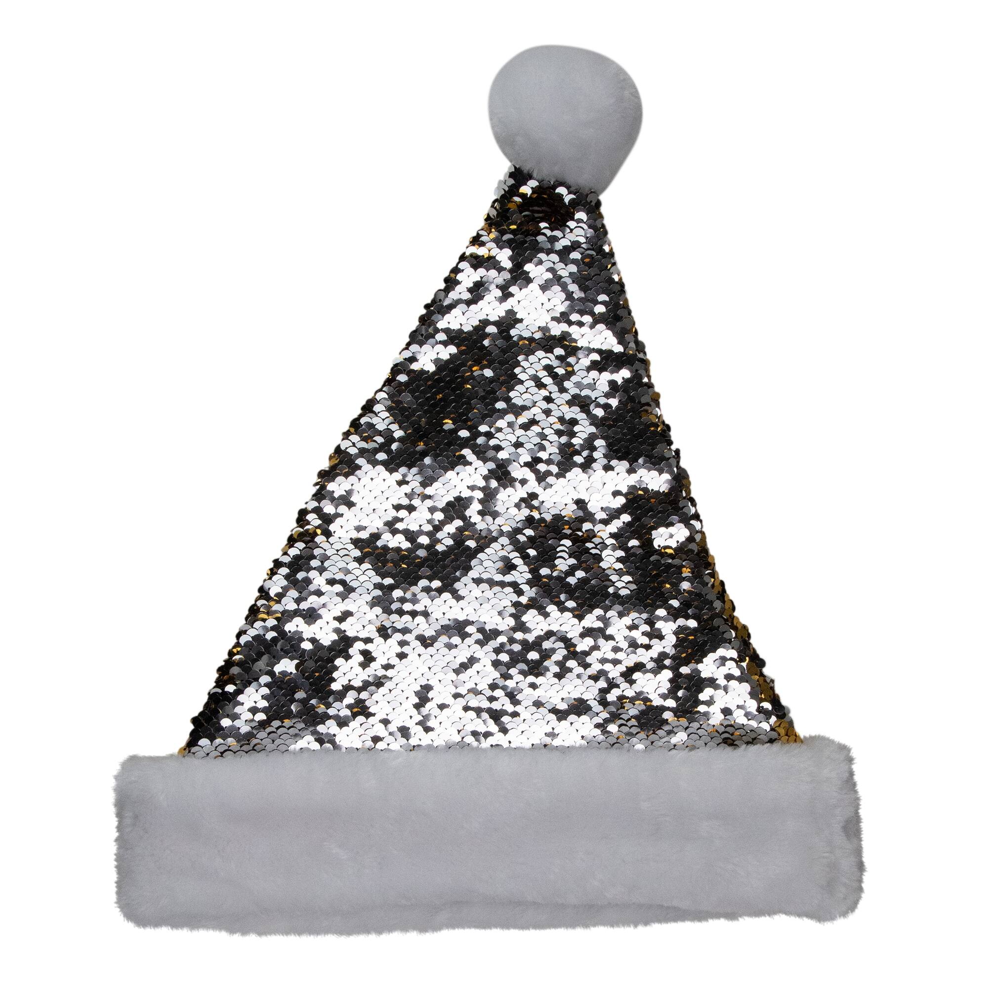 white and gold santa hat