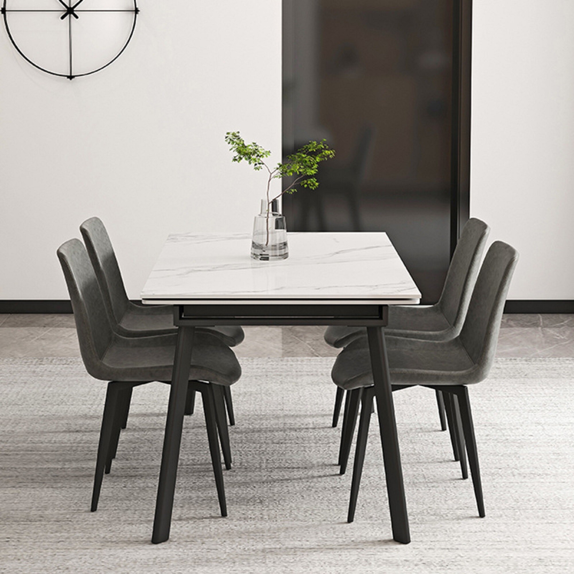 JASIWAY Light Luxury Style Sintered Stone Dining Table - On