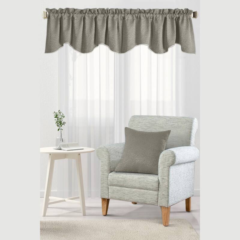 Peralta Jacquard Chenille Window Valance and Pillow Shell Set - 56" x 19" - angola-brown rice
