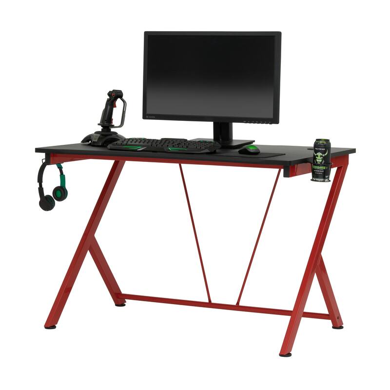 SD Gaming Quest Black and Red Gamer Desk with Charging Station