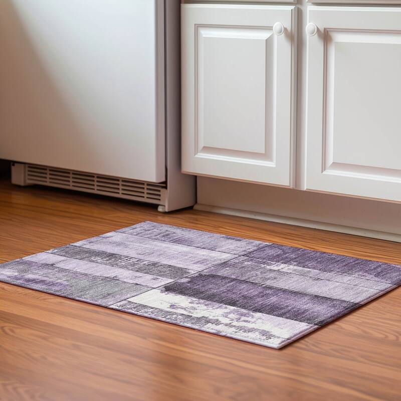 Premium Washable Super Soft Contemporary Styles Mayfield Rug - Purple - 1'8" x 2'6"