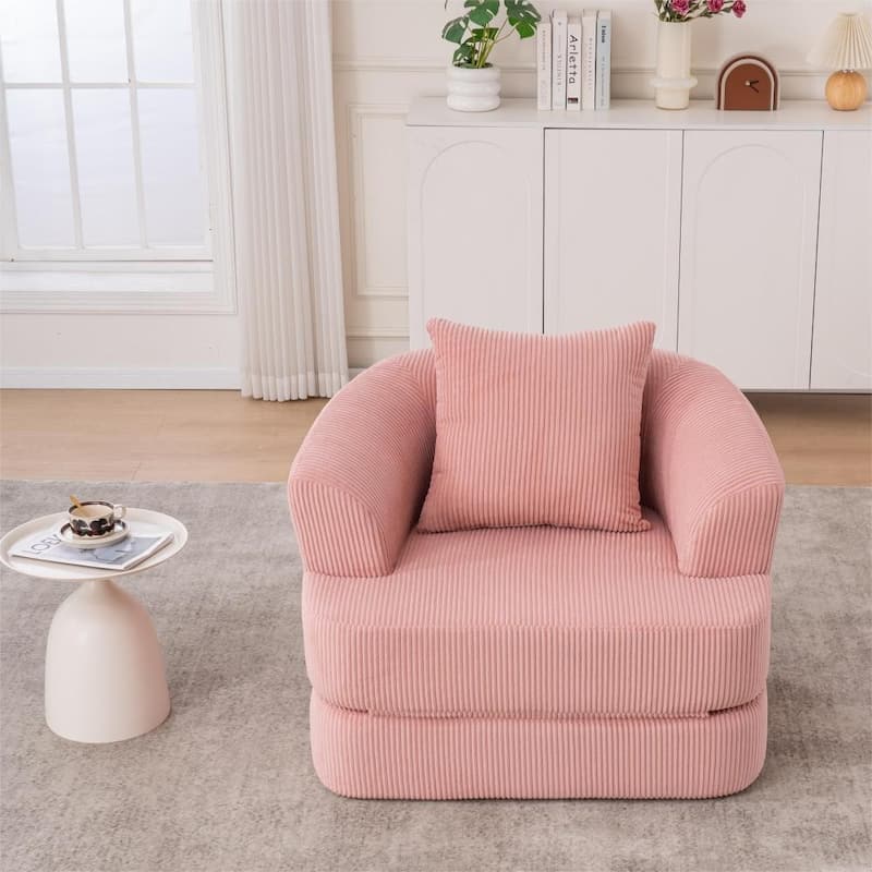 Corduroy Foldable Single Recliner Sofa