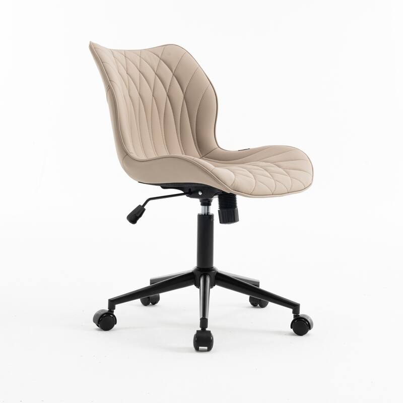 Faux Leather Office Chair with Wheels, Upholstered Task Chair