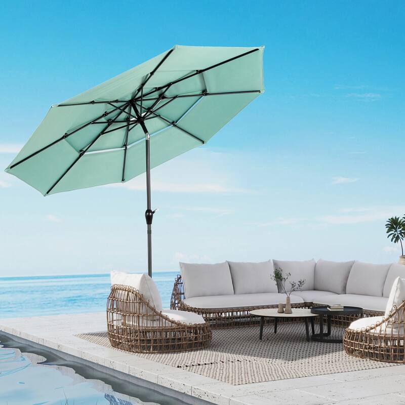 Topcraft 10ft Aluminum 3 Tier Tiltable Market Umbrella