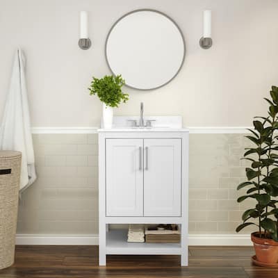 Bathroom Vanity with Undermount Sink and Open Storage Shelf