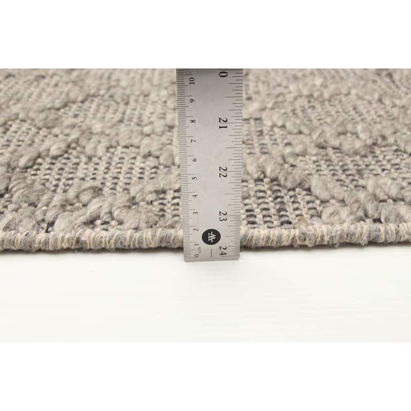 ECARPETGALLERY Braid weave Sienna Grey Wool Rug - 5'3 x 7'7