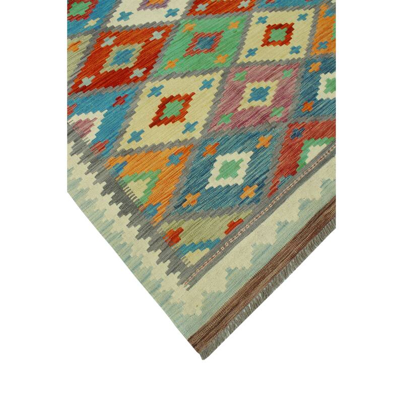 Sangat Flatweave Najib Rust/Ivory Rug - 4'4" x 5'11"