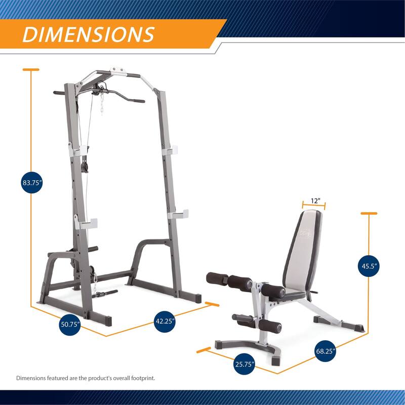 Marcy Pro Deluxe Cage System with Weightlifting Bench All-in-One Home Gym Equipment PM-5108 - N/A