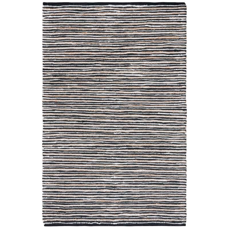 SAFAVIEH Handmade Vintage Leather Sunday Modern & Contemporary Leather - 3' x 5' - Black/Ivory - Runner/Rectangle