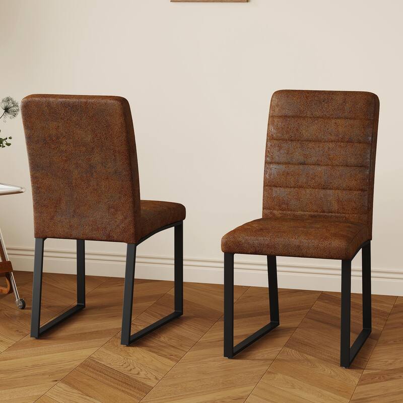Premium PU Office Dining Chairs with High-Density Foam & Sturdy Iron Legs, Set of 2