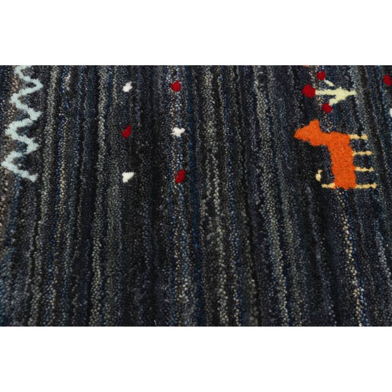 ECARPETGALLERY Hand Loomed Kashkuli Gabbeh Dark Navy Wool Rug - 4'9 x 7'10