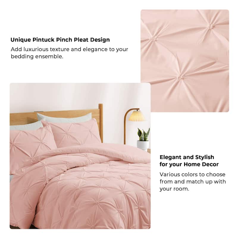 3 Piece Reversible Pintuck Pinch Pleat Bohemia and Tufted Clipped Comforter Set