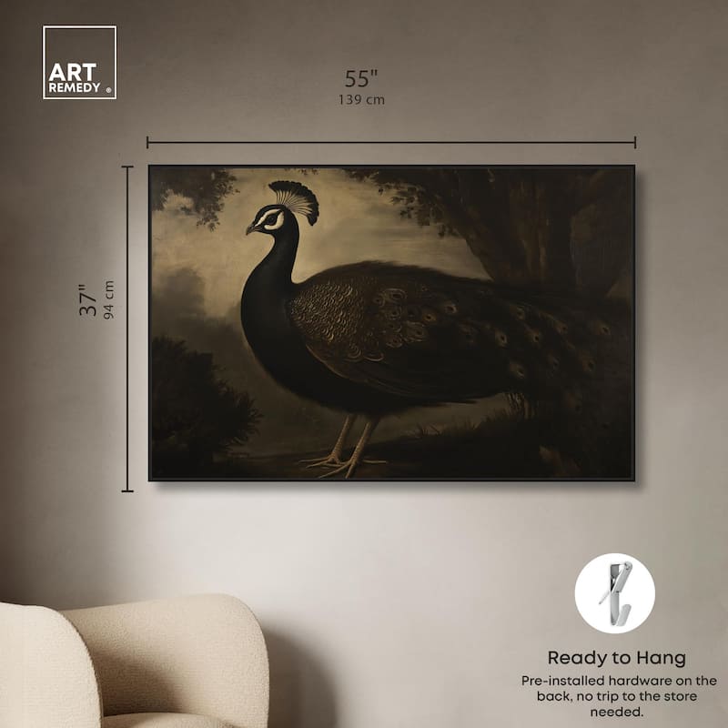 Peacock in Monotone Canvas by Art Remedy