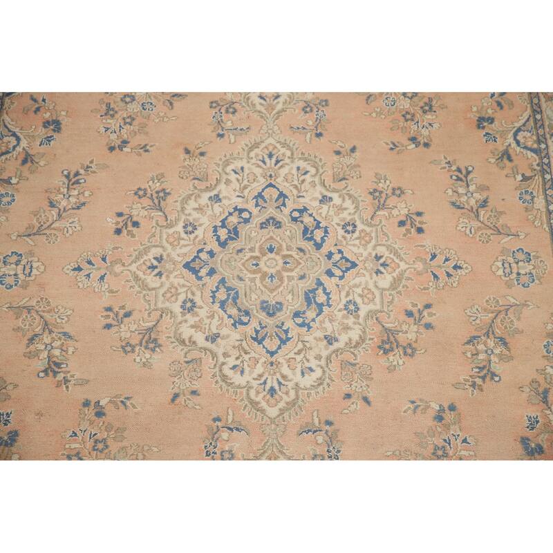 Hand Knotted Oriental 100% Wool Carpet Traditional Floral Peach Hamedan Area Rug - 11' 0'' X 7' 10''