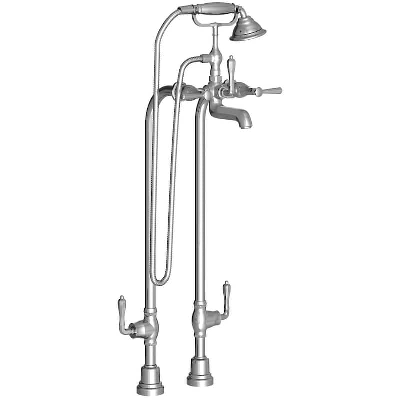 DXV Fitzgerald Floor Mounted Clawfoot Tub Filler with Built-In - Polished Chrome