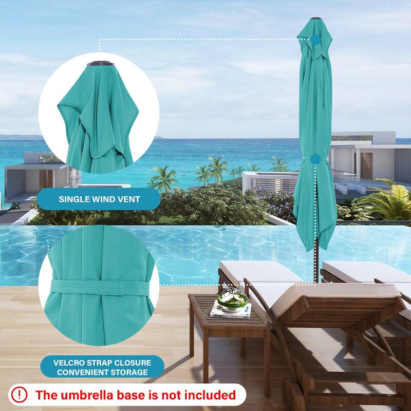 6.5*10ft Rectangular Patio Market Umbrella with Crank & Tilt, UV & Water-Resistant Canopy