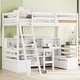 preview thumbnail 6 of 11, Twin Loft Bed with Storage Shelves, Desk, and Drawers in White