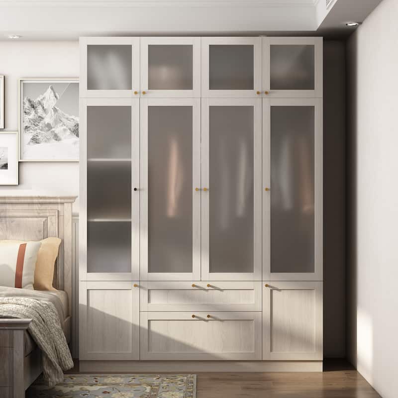 Modular Modern Glass Door Wardrobe:Storage Closet Solution Armoire
