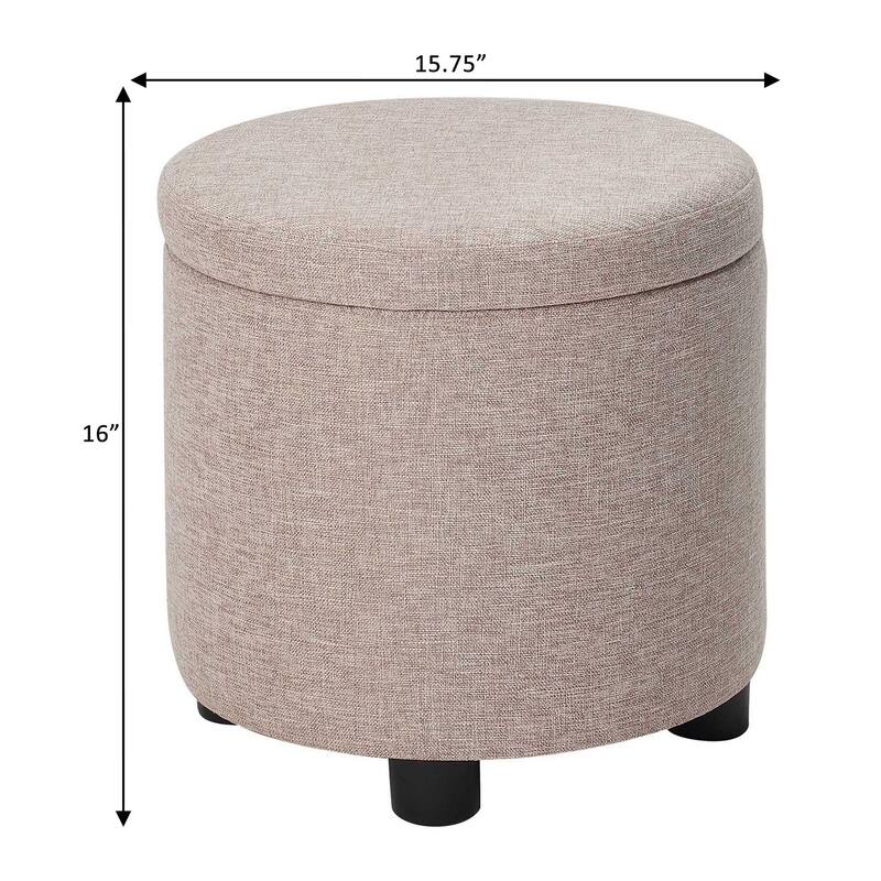 Convenience Concepts Designs4Comfort Round Accent Storage Ottoman with Reversible Tray Lid