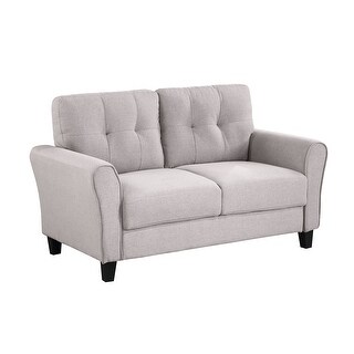 Light Grey Modern Light Linen Loveseat Sofa with Comfortable Seat ...