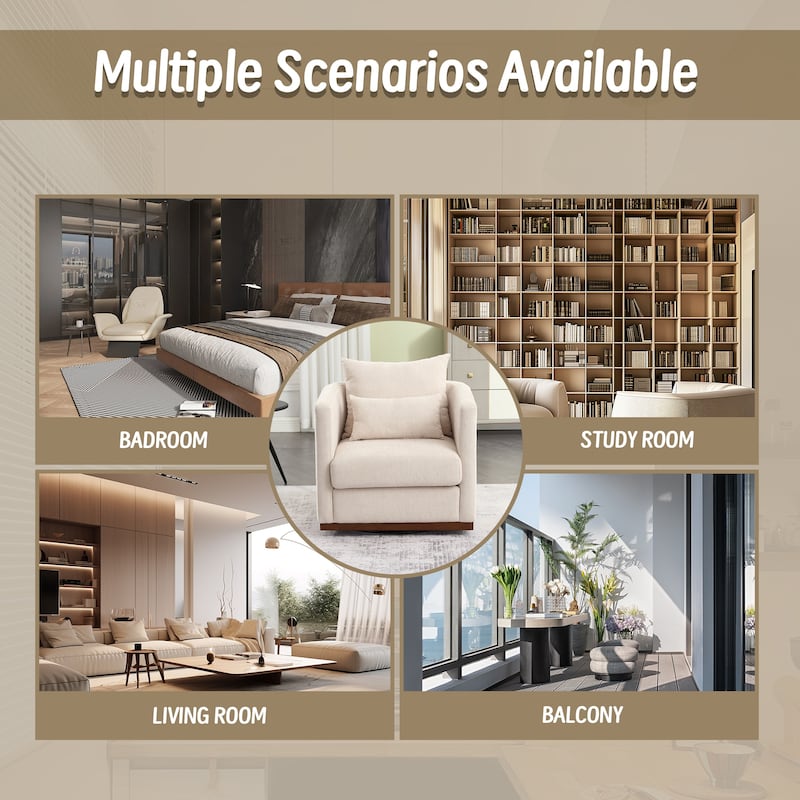 Modern 31.5" Chenille Upholstered 360° Swivel Accent Chair with Sturdy Hardwood Frame for Living Room