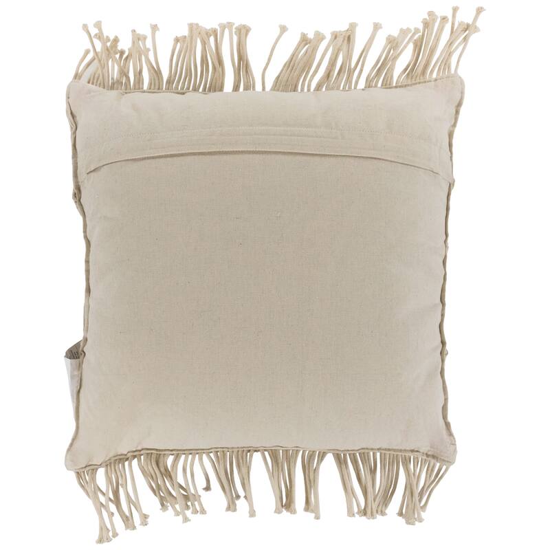 18" Natural Cotton Handmade Macrame Square Throw Pillow