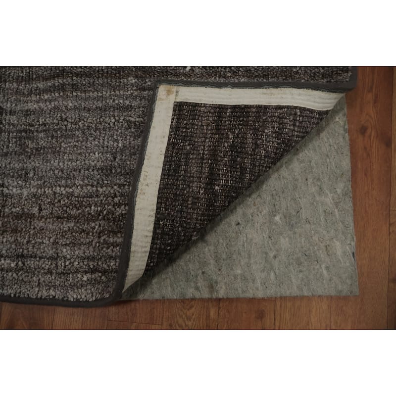 Hand Knotted Oriental 100% Wool Carpet Modern Solid Greys & Charcoal Gabbeh Runner Rug - 5' 0'' X 2' 0''