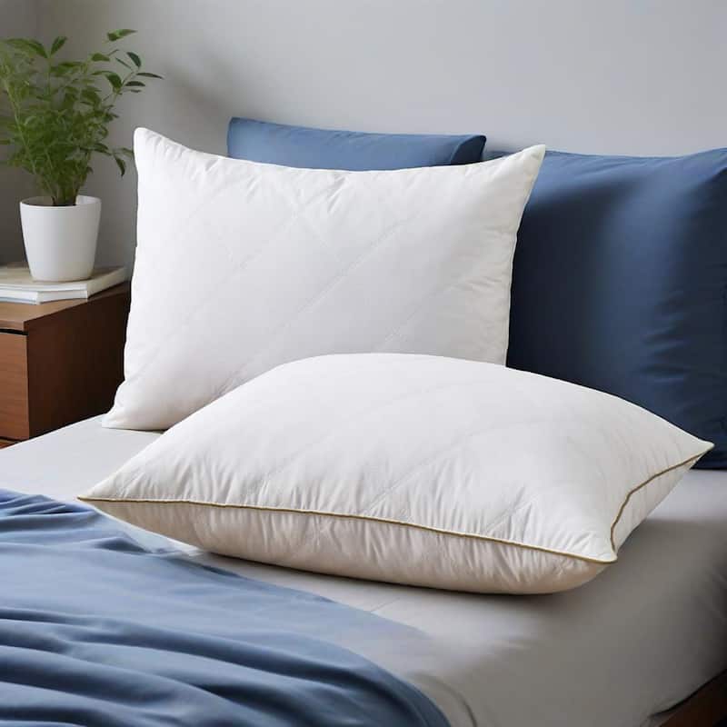 Medium-Firm Soft Premium Feather Bed Pillows Set of 2 - White