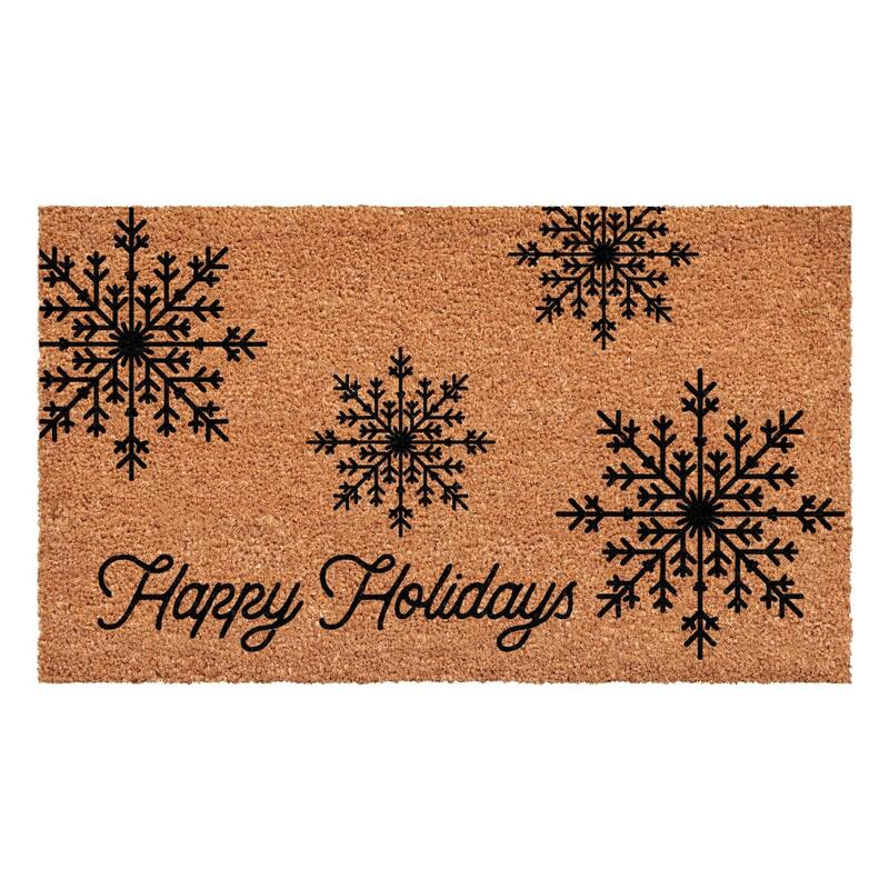 HomeRoots 24" X 36" Brown And Black Christmas Merry Christmas Outdoor Coir Door Mat - 24.00' X '36.00