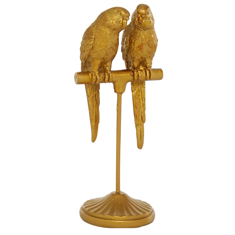 Polystone Parrot Sculpture - Gold - Roche River Decor - 3"W x 3"L x 9"H