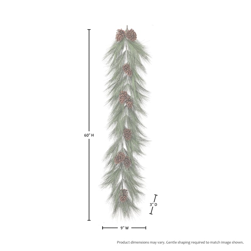 60" Horsetail Pine Garland Wreath With Pine Cone