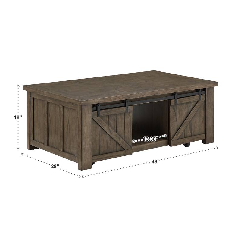 Sheldon Barn Door Coffee Table or Table Set by iNSPIRE Q Classic