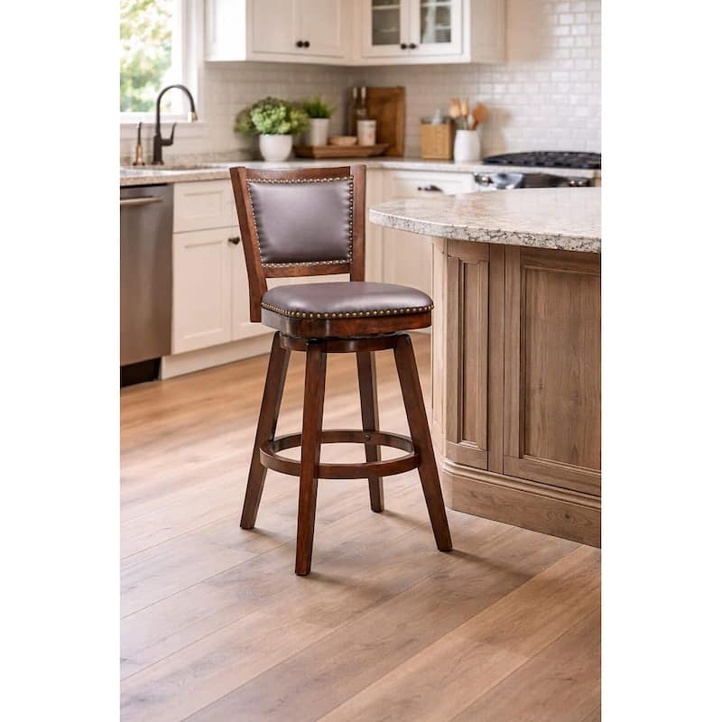 Broodmoor Brown Swivel Wood Stool