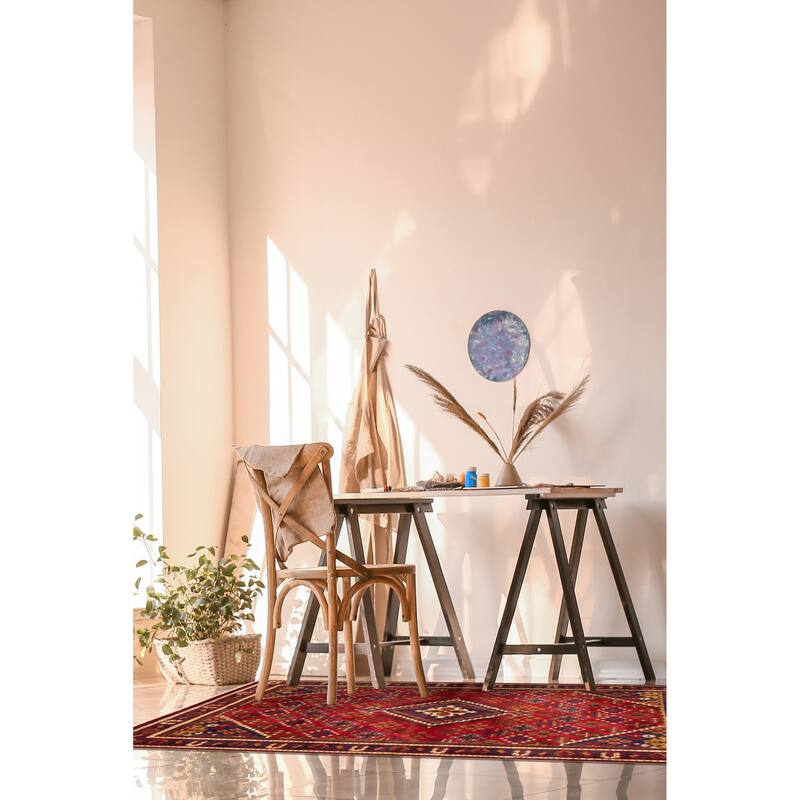 ECARPETGALLERY Hand-knotted Kayseri Red Wool Rug - 4'4 x 6'9