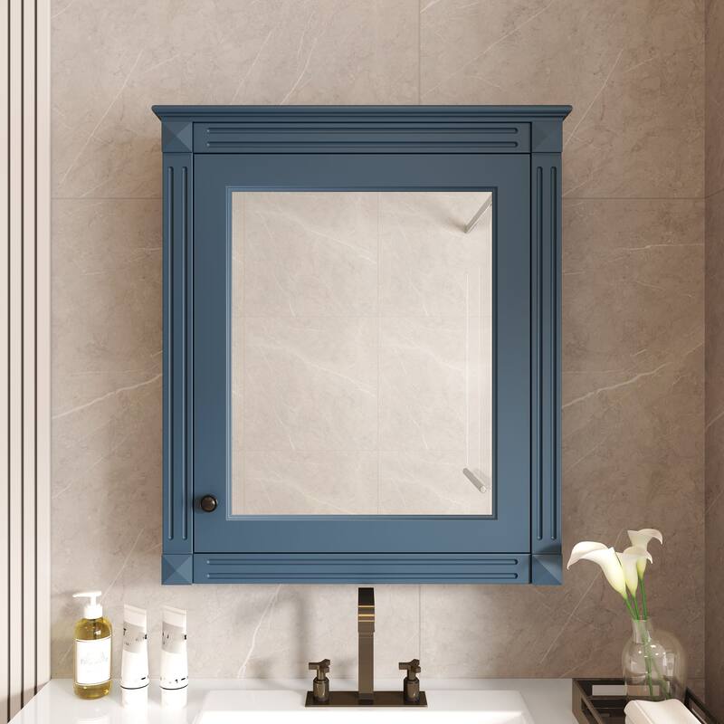 Wall Mounted Bathroom Storage Cabinet with Mirror, Adjustable Shelves, Soft Close Hinges, Over Toilet Space Saver