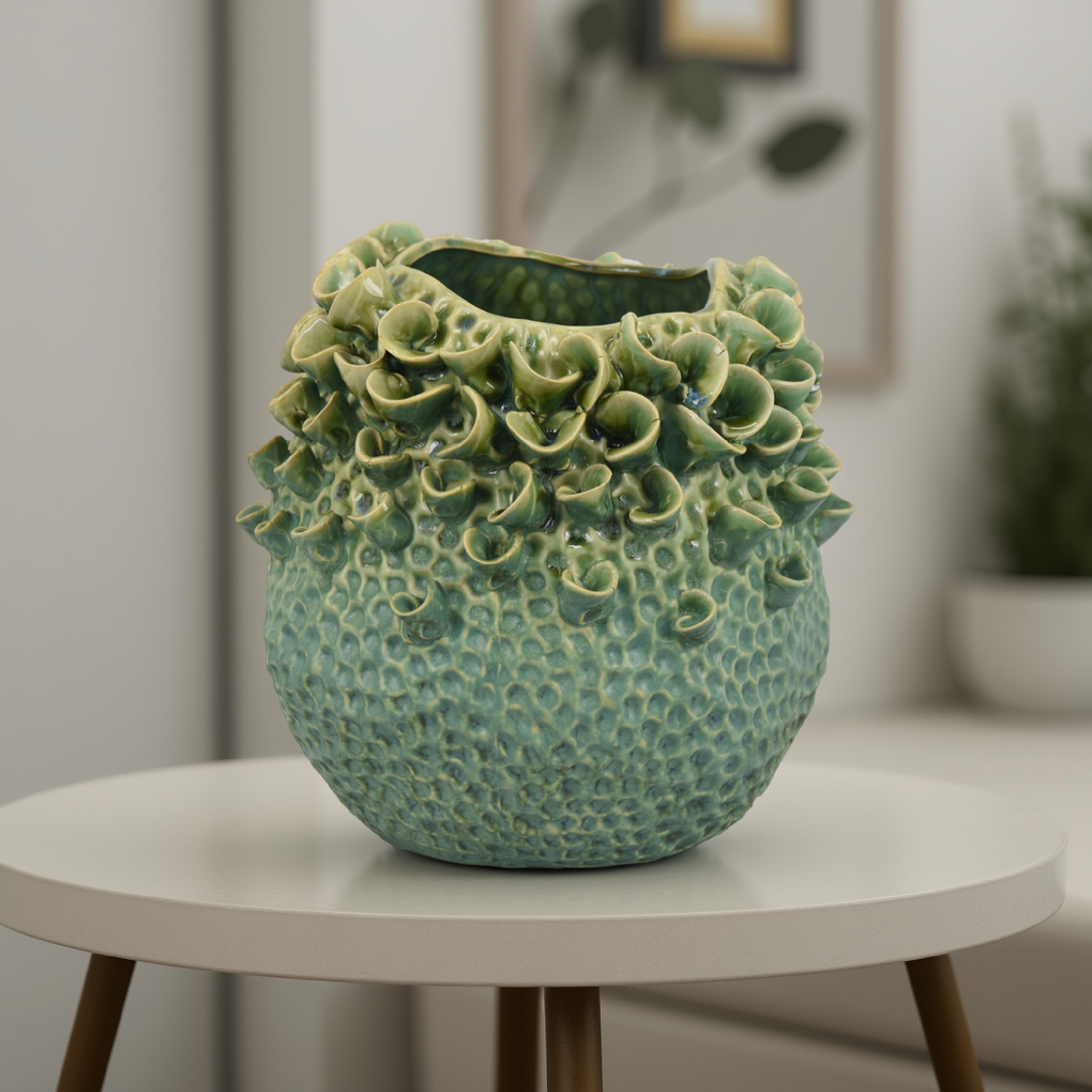 Nina-Vase,-Green-Ceramic,-