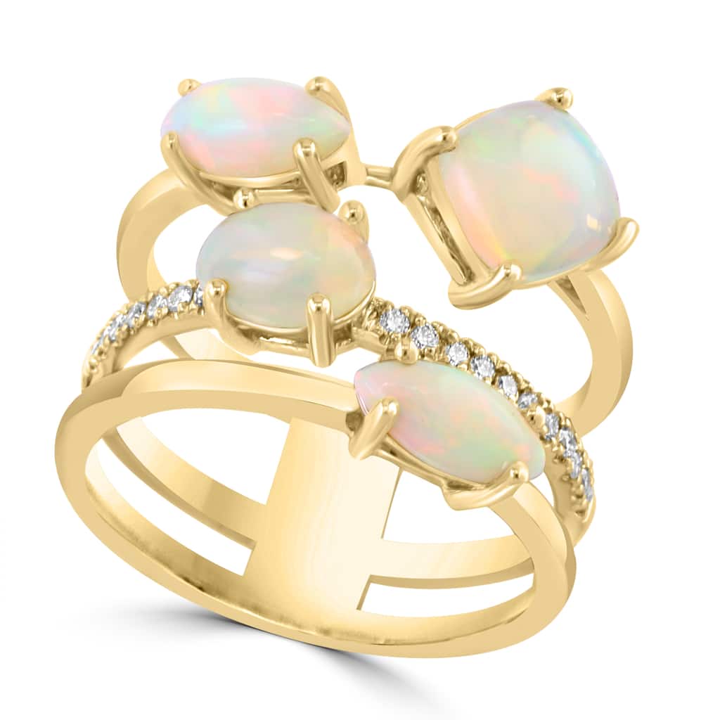 EFFY 14K Gold Diamond,Ethiopian Opal Ring