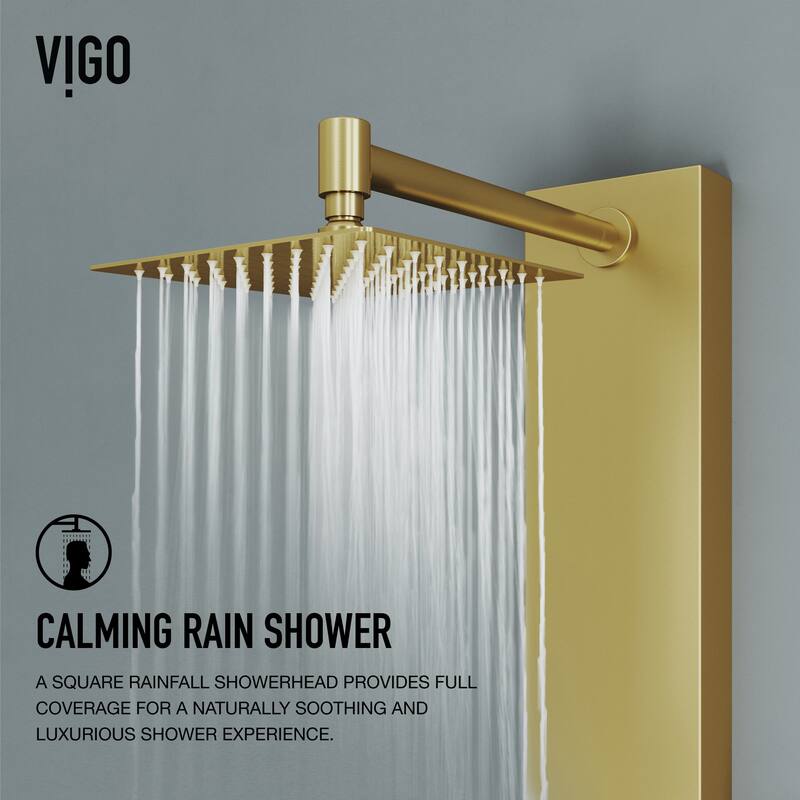 VIGO Rector 55" H x 6" W 2-Jet Retro Shower Panel with Square Shower Head