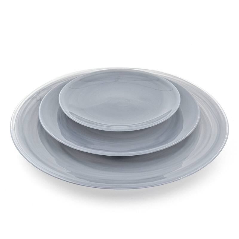 NUAGE Graphite 12 pcs. Glass Dinner Plate Set