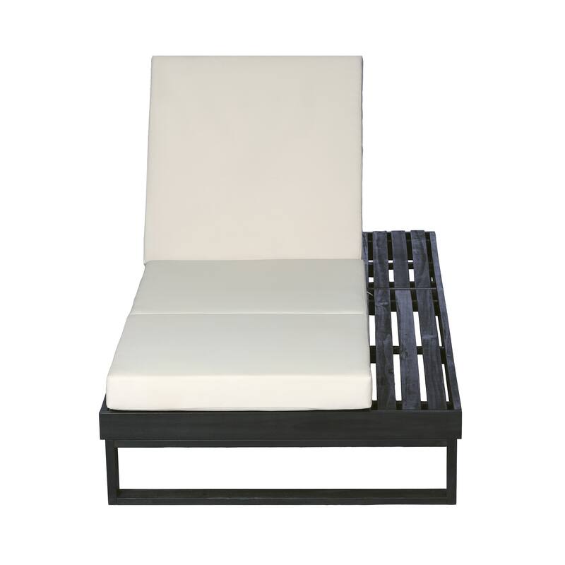 Christopher Knight Home - Modern Outdoor Acacia Wood Chaise Lounge with 4-Position Adjustable Backrest & 2-Fold Cushion