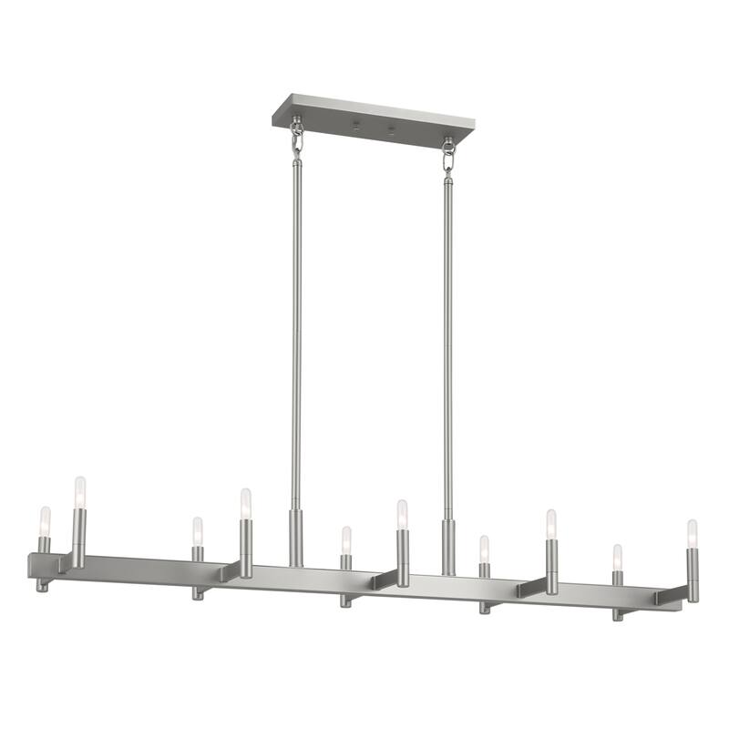 Kichler Lighting Ezro 50 in. 10-Light Linear Chandelier - Satin Nickel - 50