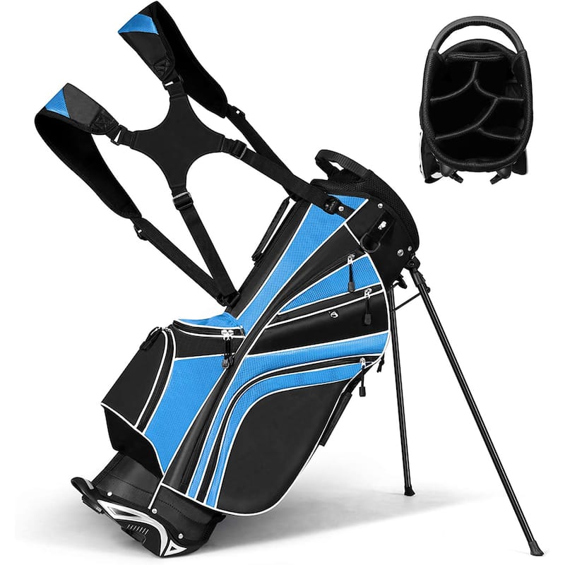 Costway Golf Stand Cart Bag Club w/6 Way Divider Carry Organizer - See Details - See Details - Blue