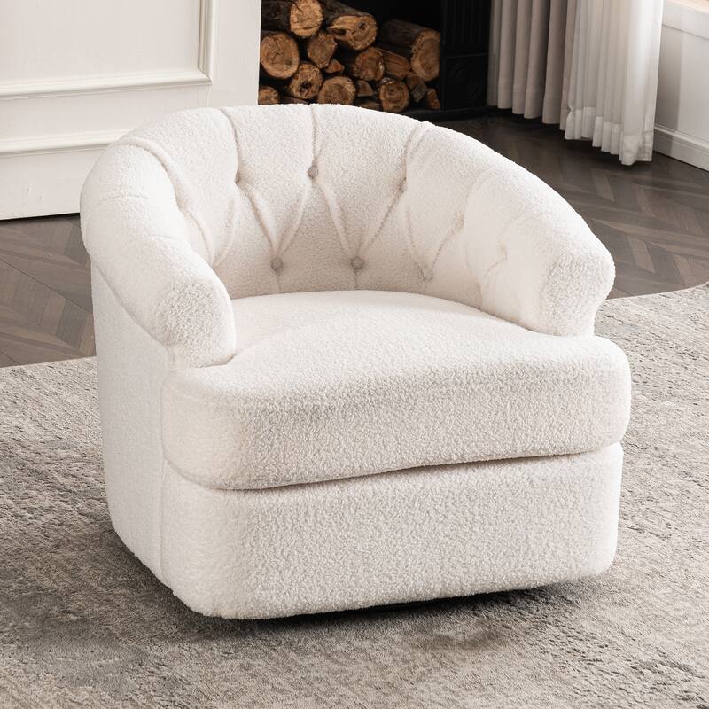 Velvet Swivel Chair with Ottoman
