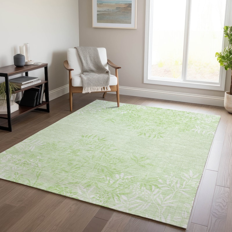 Machine Washable Indoor/ Outdoor Chantille Modern Garden Rug - Mint - 9' x 12'