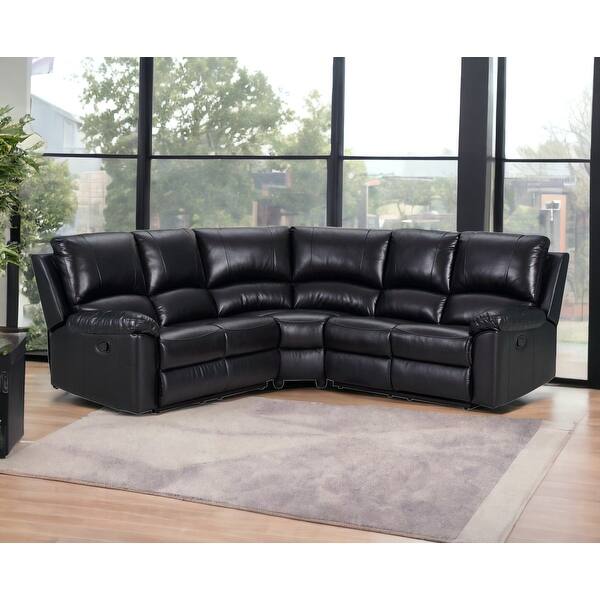 Black Polyester Blend Power Reclining U Shaped Three Piece Corner Sectional Black Polyester Blend Power Reclining U Shaped Three Piece Corner Sectional
