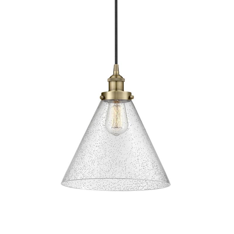 Innovations Lighting 616-1PH-15-12-L Cone Pendant Cone 12" Wide - Antique Brass / Seedy